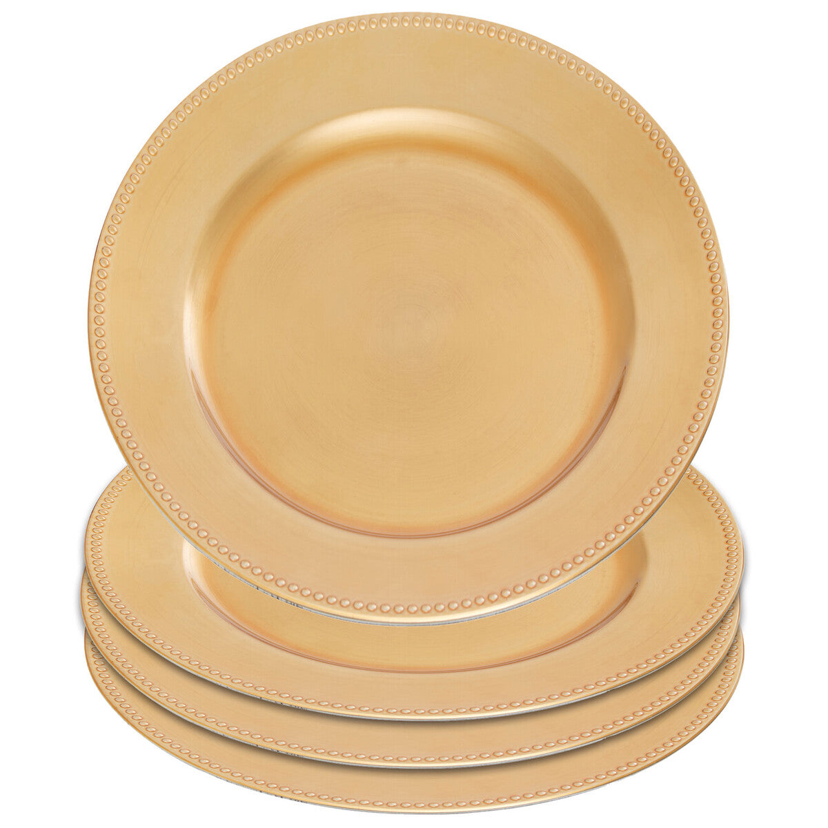 Set of 4 33cm Gold Finish Dotted Charger Plates