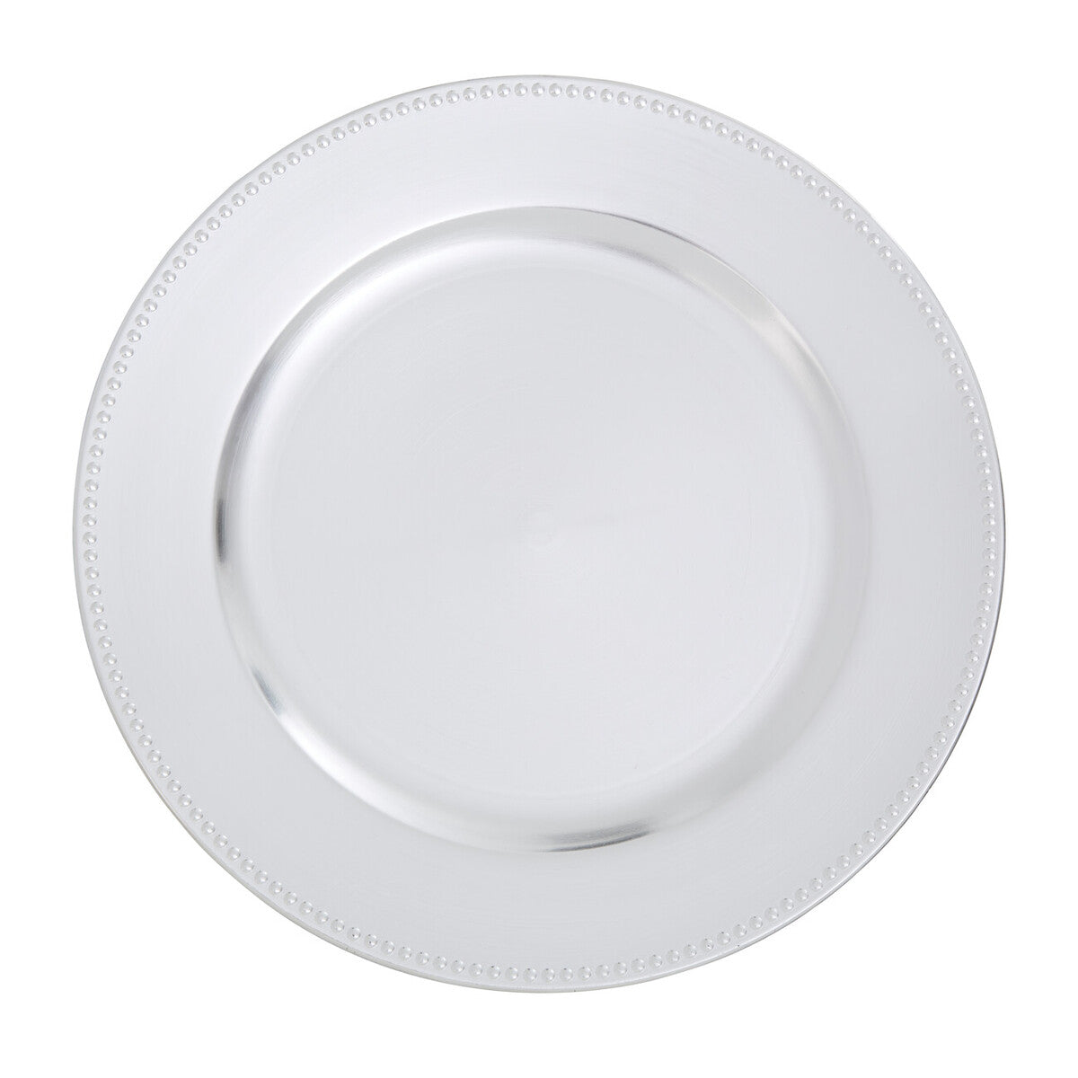 Set of Four 33cm Silver Finish Dotted Charger Plates