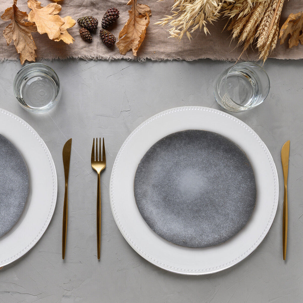 Set of Four 33cm Silver Finish Dotted Charger Plates