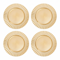Set of Four 33cm Gold Finish Wave Rim Charger Plates