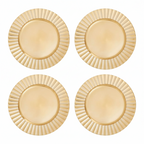 Set of Four 33cm Gold Finish Wave Rim Charger Plates
