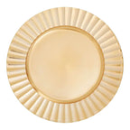 Set of Four 33cm Gold Finish Wave Rim Charger Plates