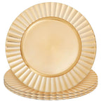 Set of Four 33cm Gold Finish Wave Rim Charger Plates