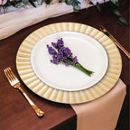 Set of Four 33cm Gold Finish Wave Rim Charger Plates