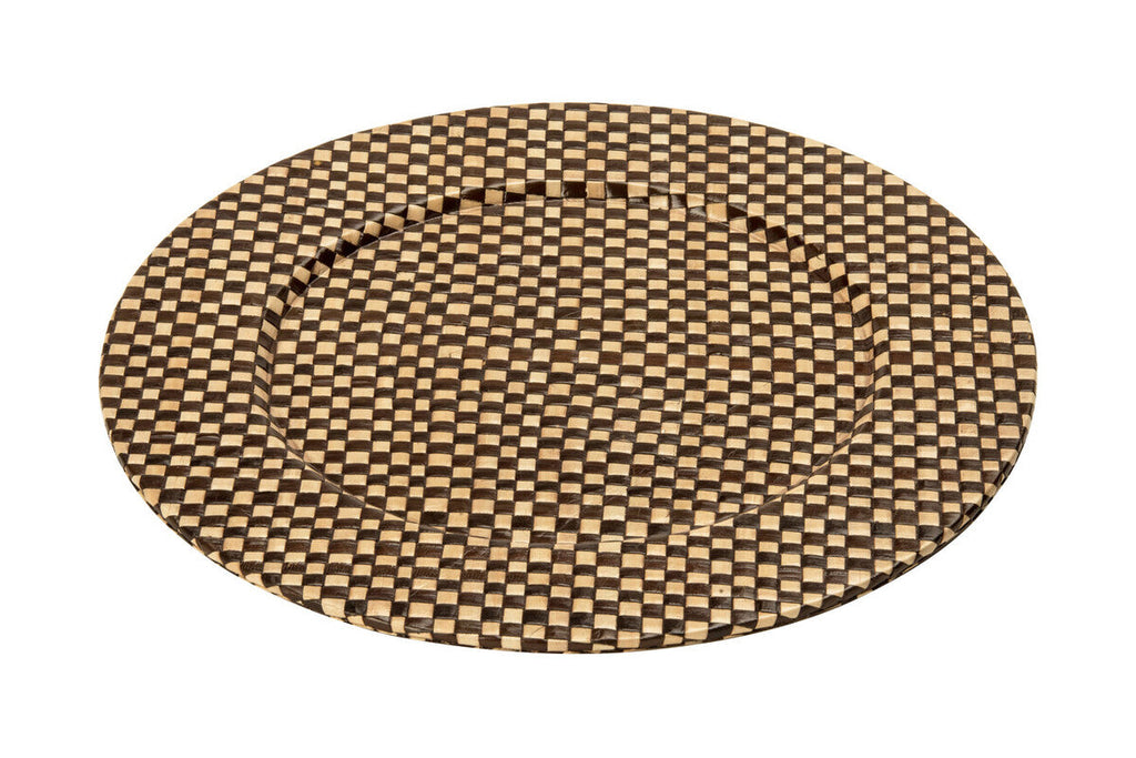 Set of Four 33cm DiaBlack and Natural Charger Plates