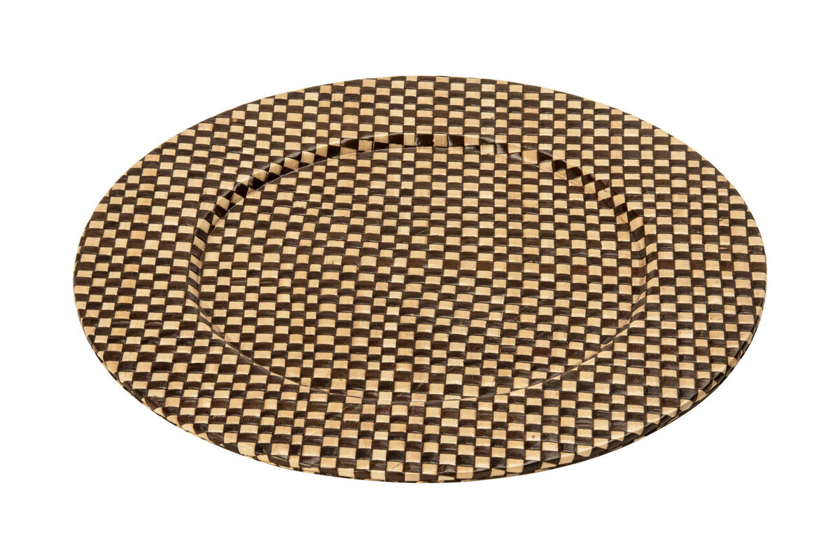 Set of Four 33cm DiaBlack and Natural Charger Plates
