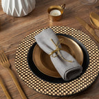 Set of Four 33cm DiaBlack and Natural Charger Plates