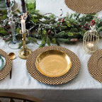 Set of Four 33cm DiaBlack and Natural Charger Plates
