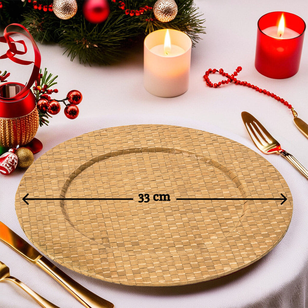 Set of Four 33cm Natural Charger Plates
