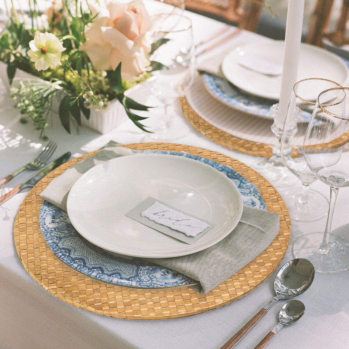 Set of Four 33cm Natural Charger Plates