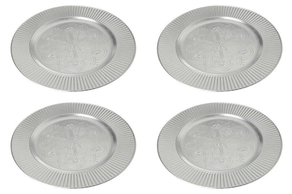 Set of Four 33cm Dia Silver Charger Plates