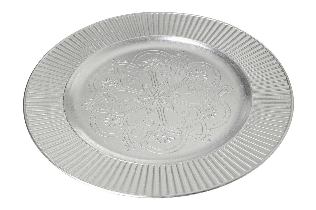 Set of Four 33cm Dia Silver Charger Plates