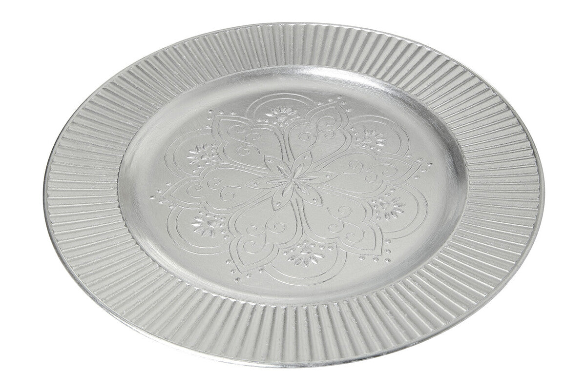 Set of Four 33cm Dia Silver Charger Plates