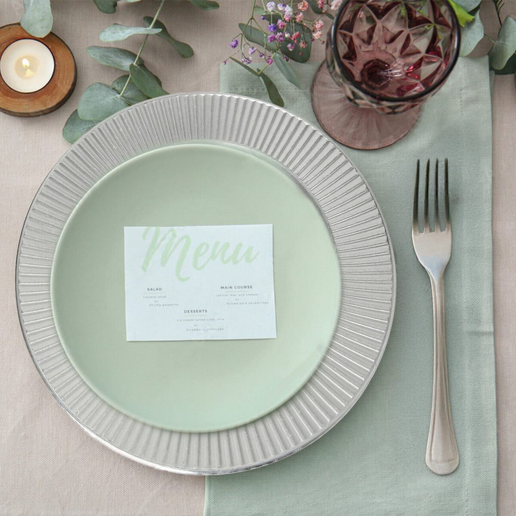 Set of Four 33cm Dia Silver Charger Plates