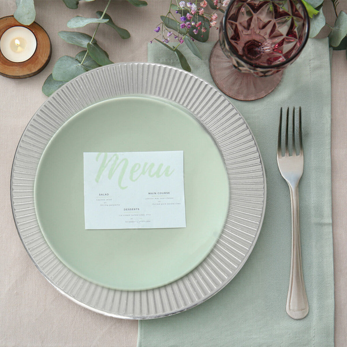 Set of Four 33cm Dia Silver Charger Plates