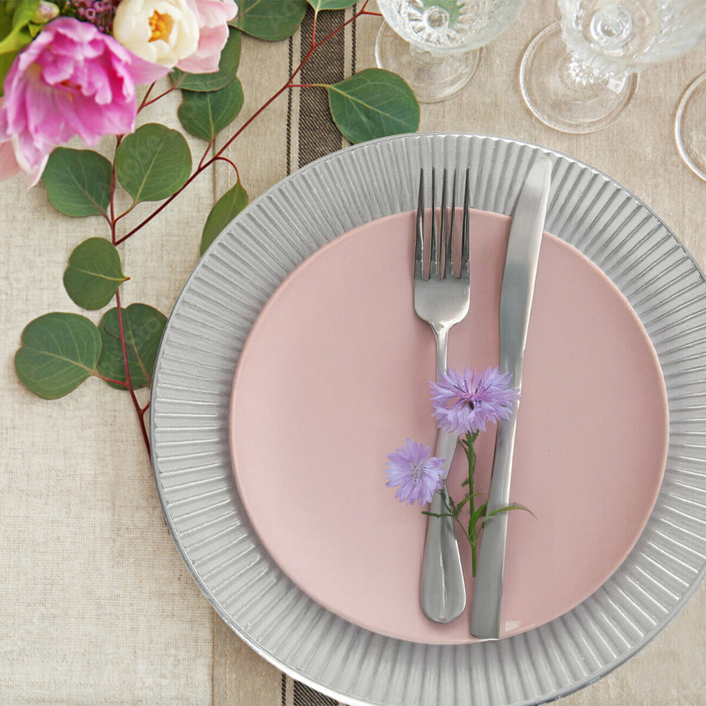 Set of Four 33cm Dia Silver Charger Plates