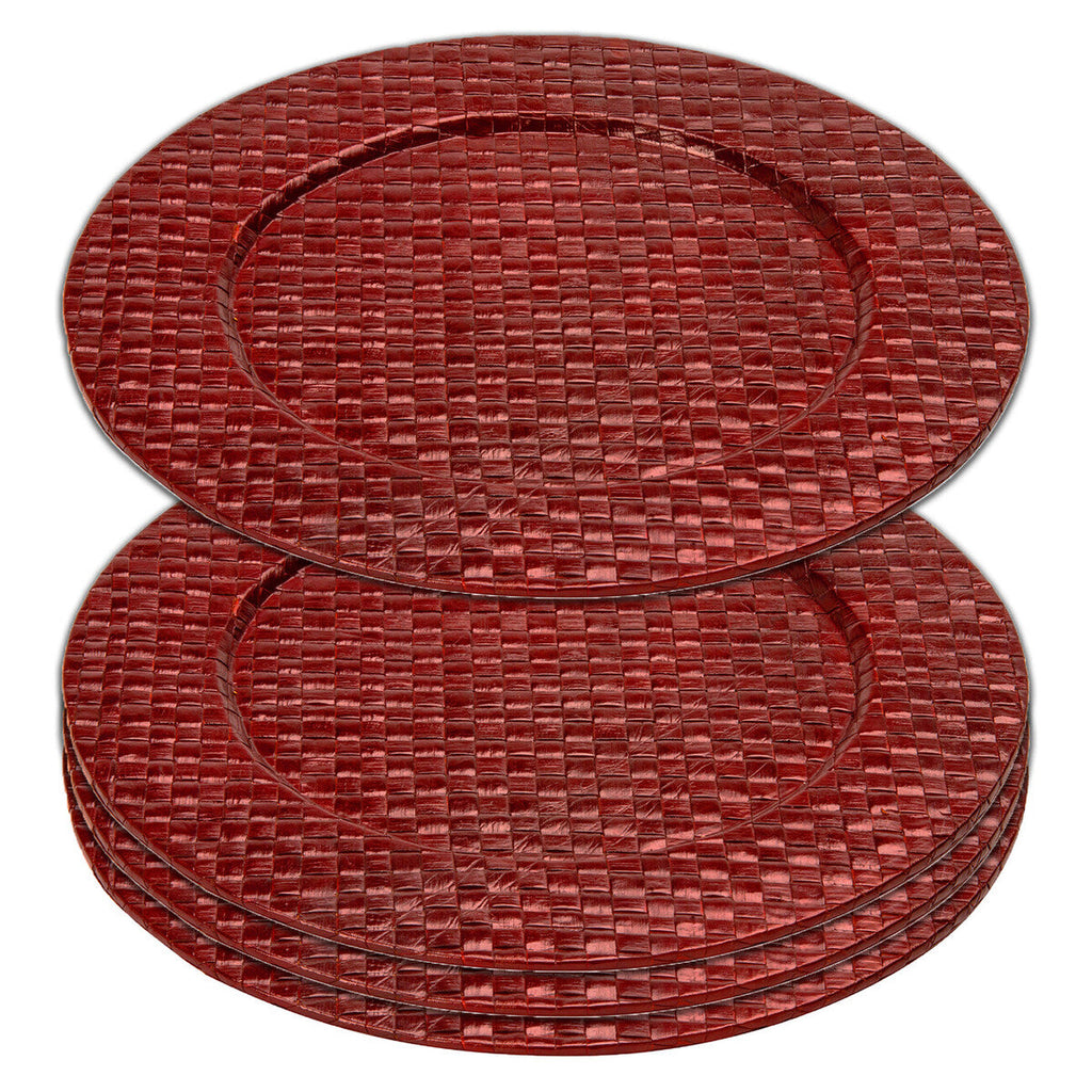 Set of Four 33cm DiaRed Charger Plates