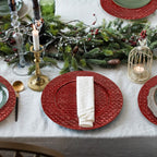 Set of Four 33cm DiaRed Charger Plates