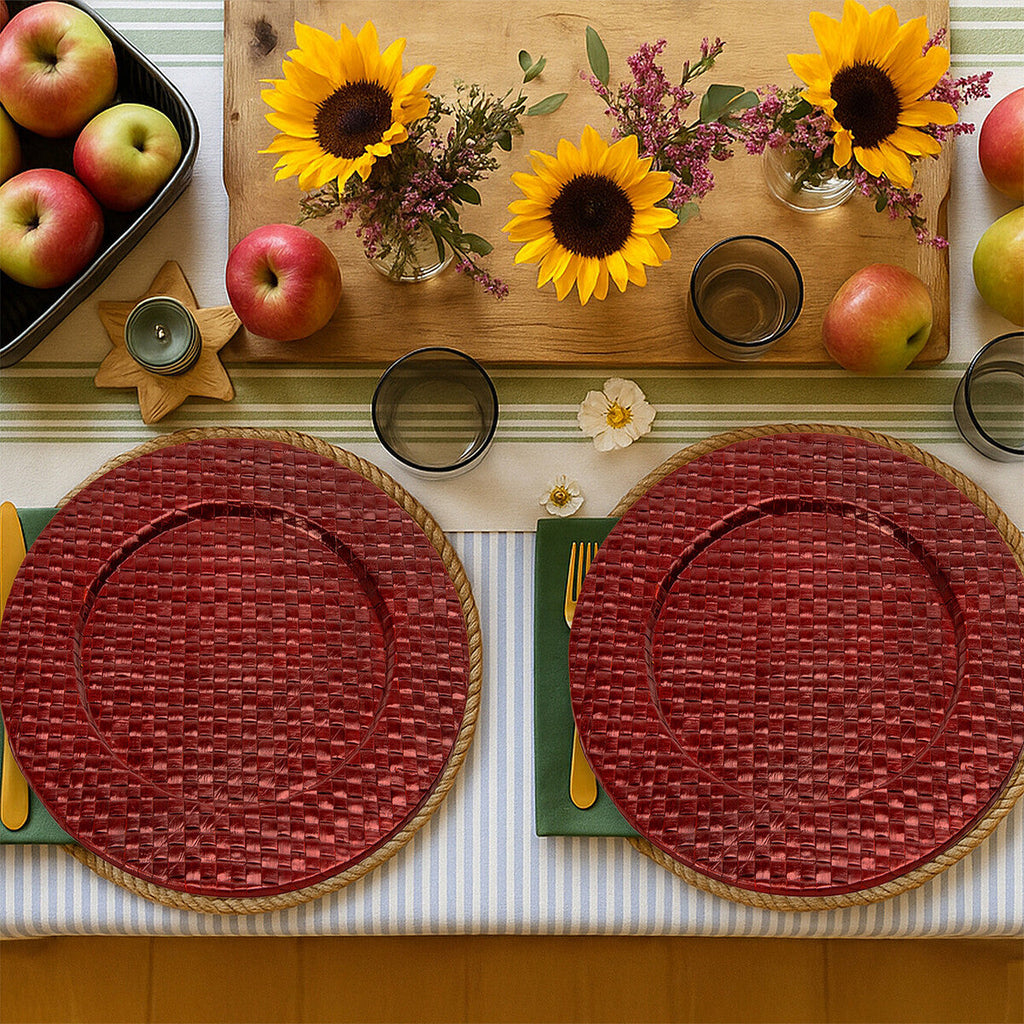Set of Four 33cm DiaRed Charger Plates