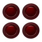 Set of Four 33cm Red Pebble Effect Charger Plates