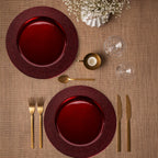 Set of Four 33cm Red Pebble Effect Charger Plates
