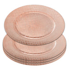 Set of Four 33cm Rose Gold Crocodile Effect Charger Plates