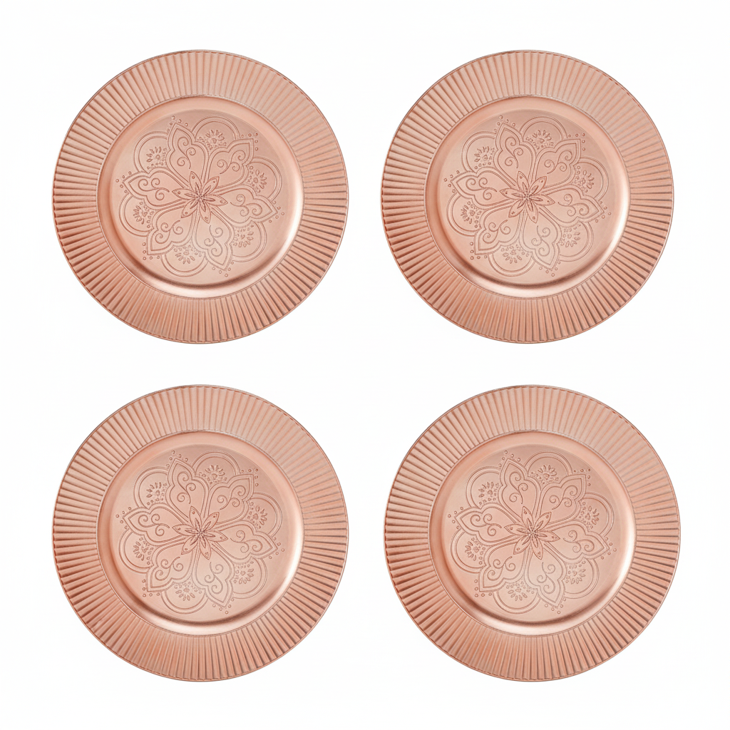 Set of 4 Rose Gold Charger Plates