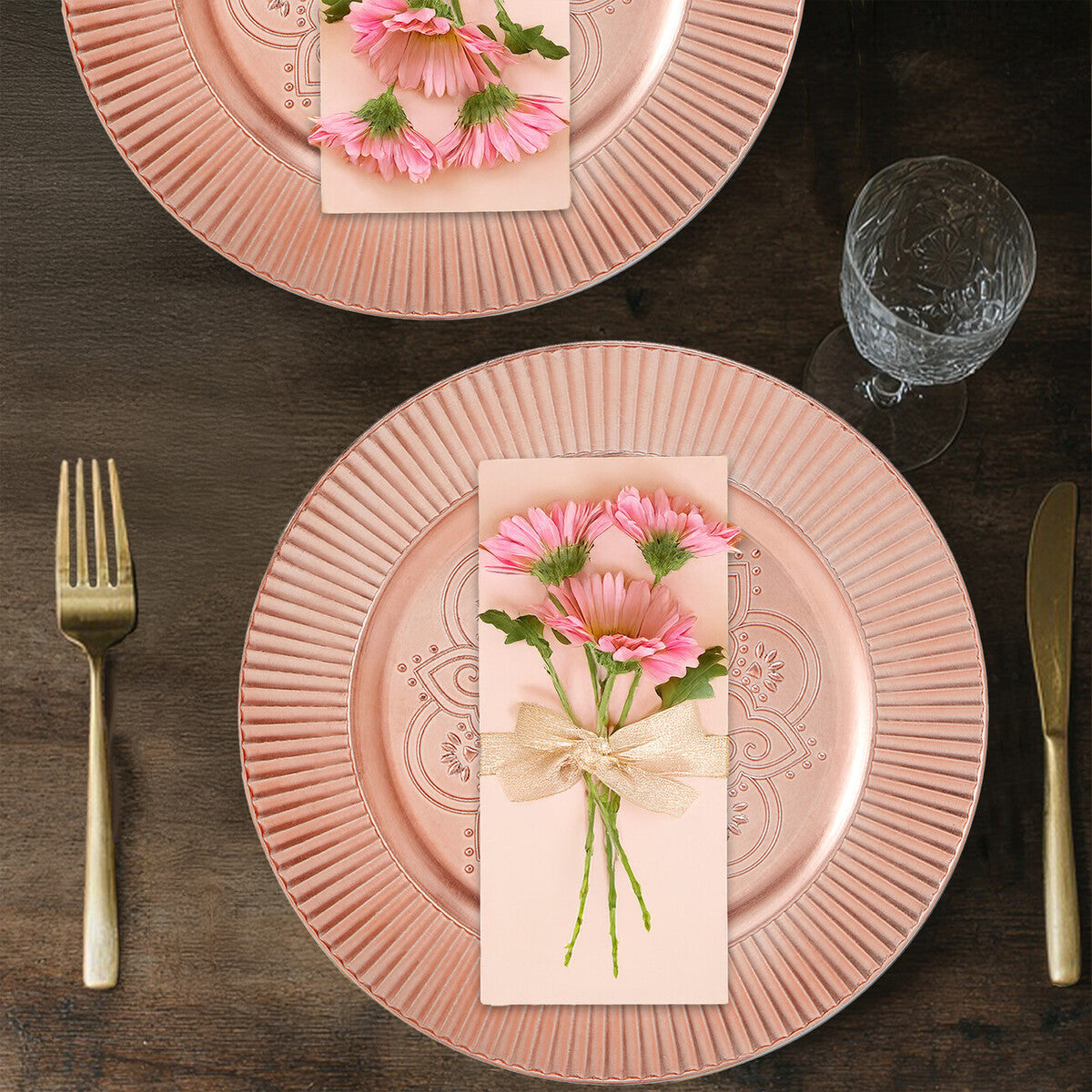 Set of 4 Rose Gold Charger Plates