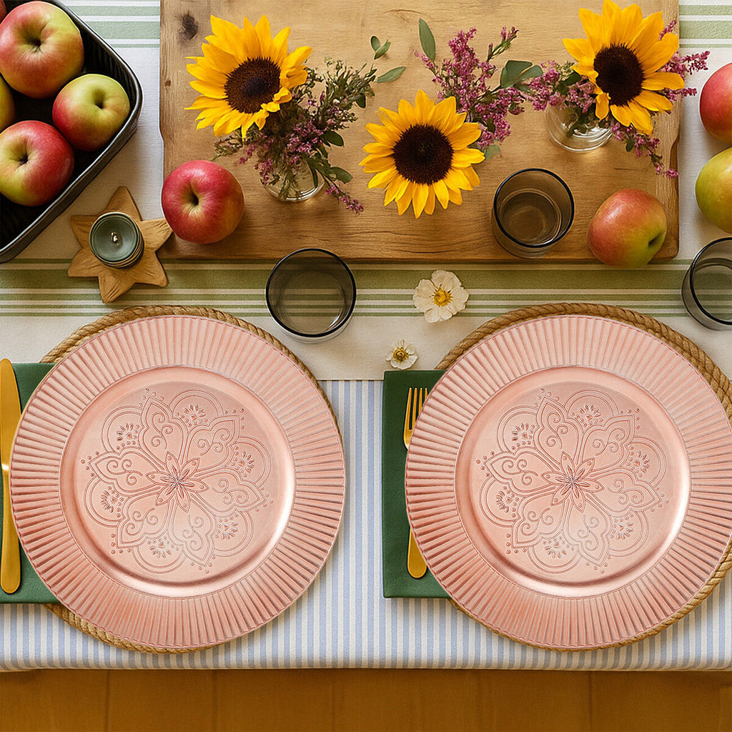 Set of 4 Rose Gold Charger Plates
