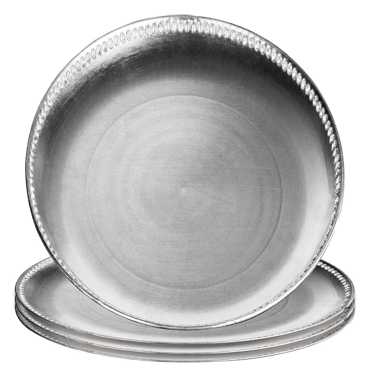 Set of Four 33cm Silver Decorative Chargers