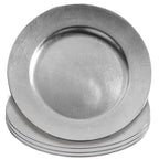 Set of Four 33cm Flat Style Silver Decorative Charger Plates