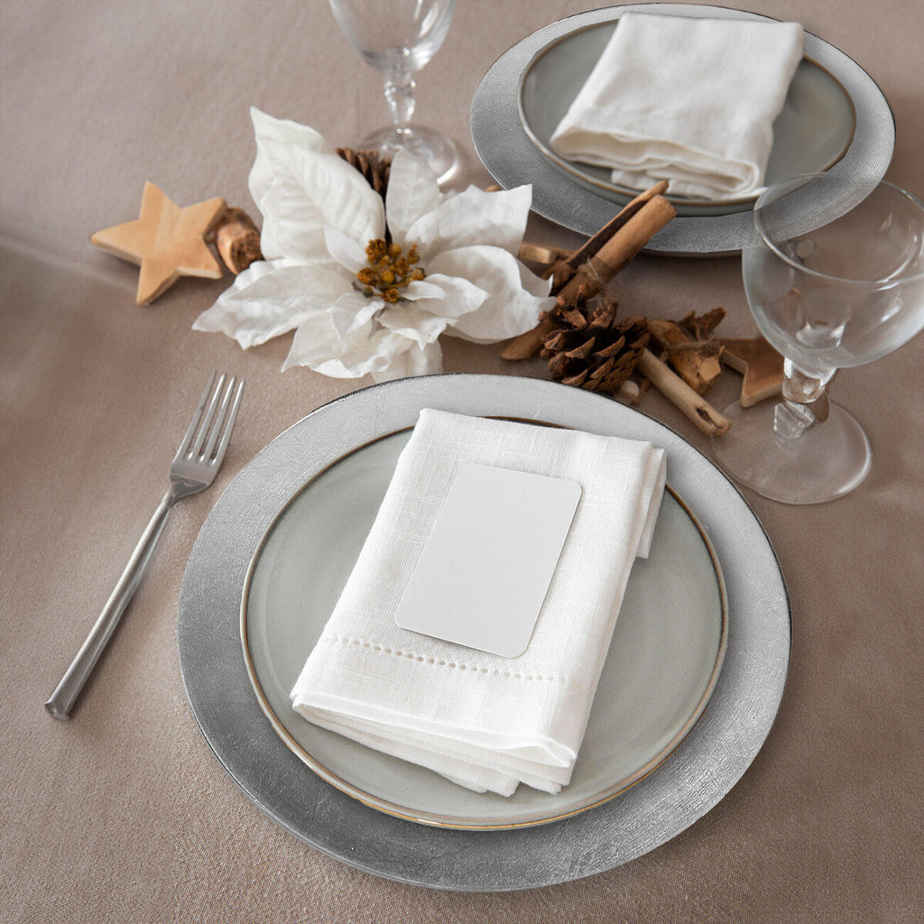 Set of Four 33cm Flat Style Silver Decorative Charger Plates