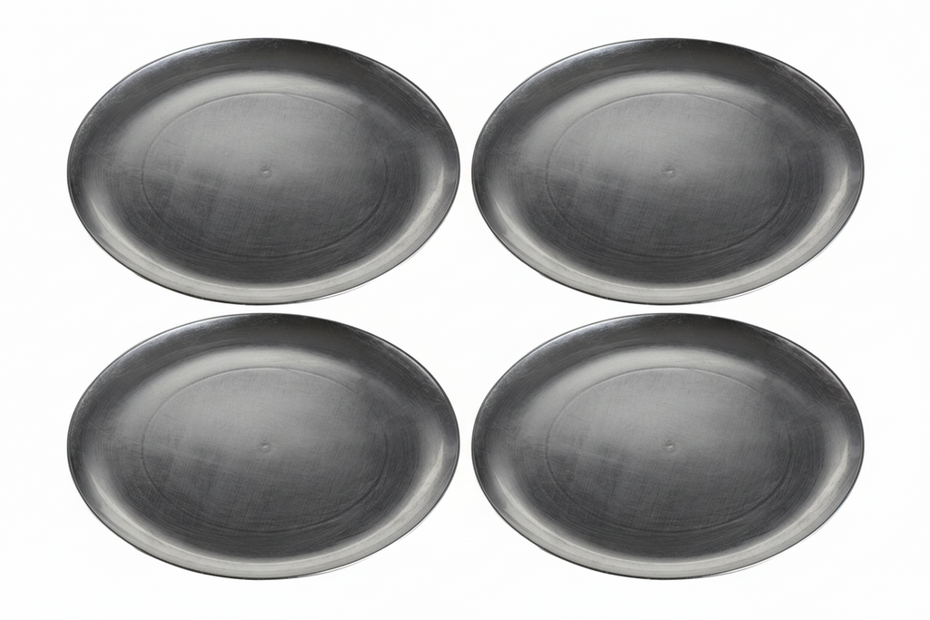 Set of Four 33cm Dia Silver Coupe Charger Plate