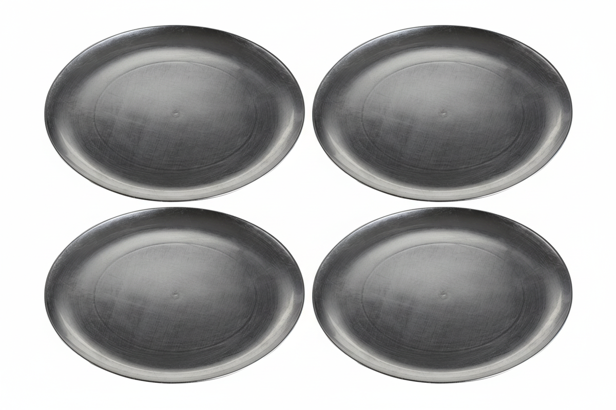 Set of Four 33cm Dia Silver Coupe Charger Plate