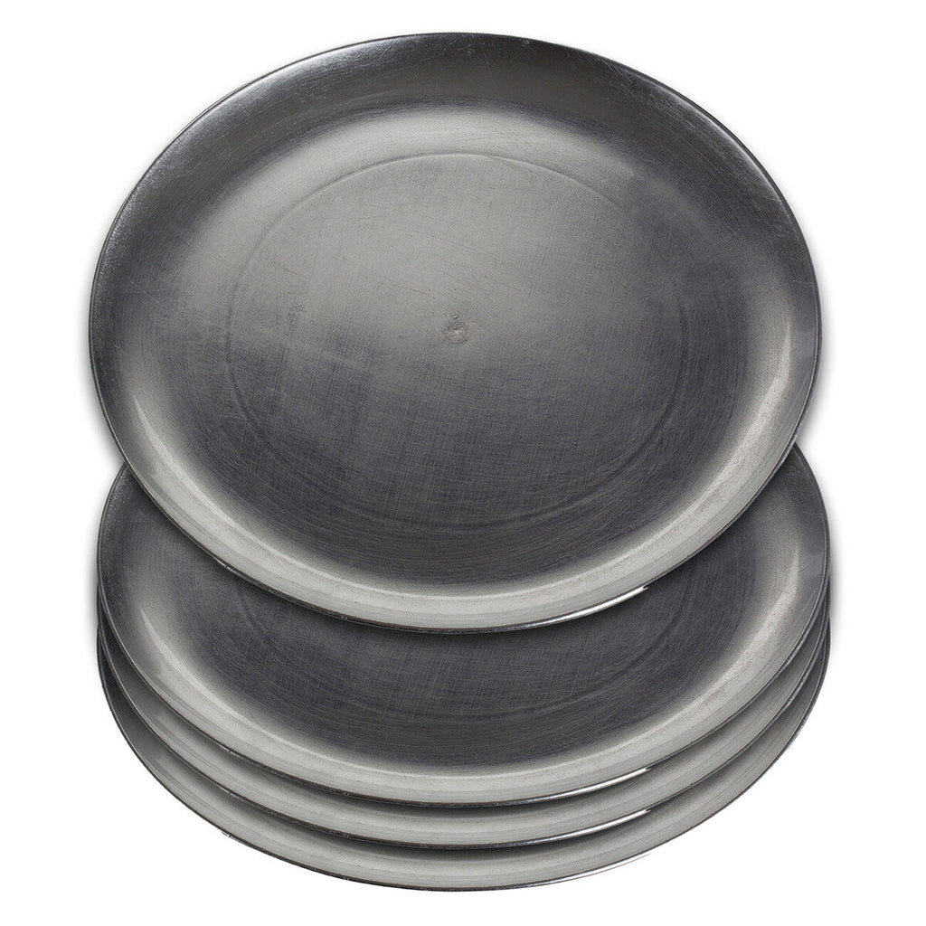 Set of Four 33cm Dia Silver Coupe Charger Plate