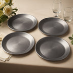 Set of Four 33cm Dia Silver Coupe Charger Plate