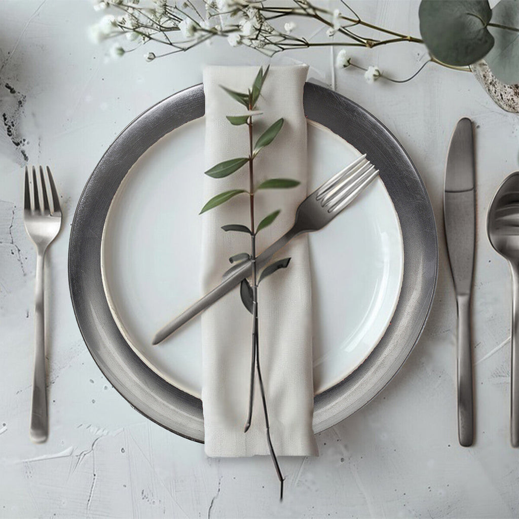 Set of Four 33cm Dia Silver Coupe Charger Plate