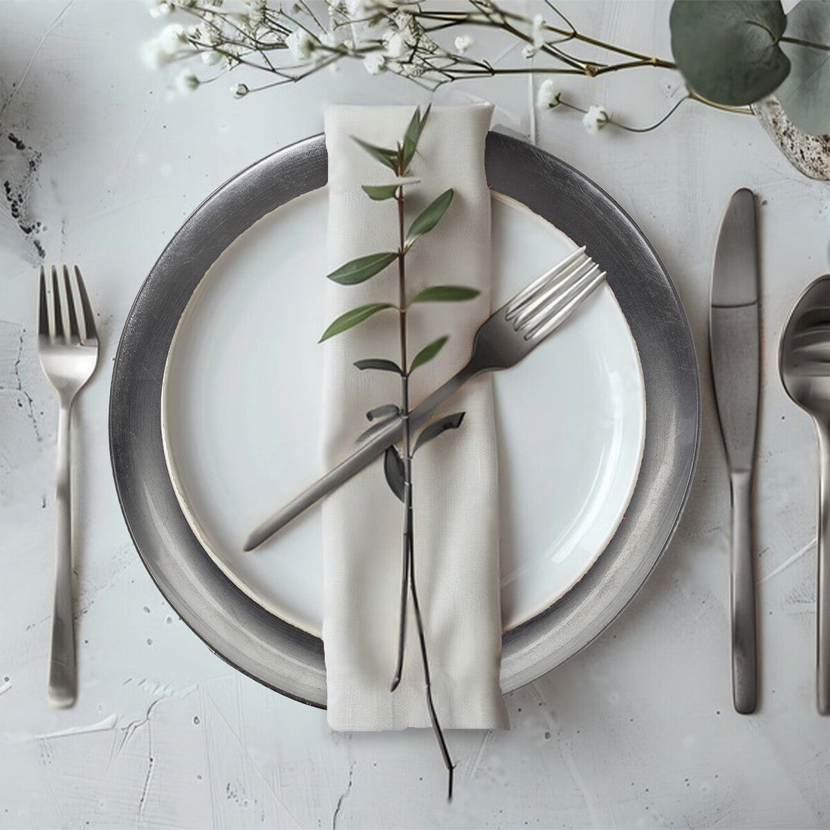 Set of Four 33cm Dia Silver Coupe Charger Plate