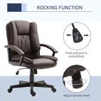 Office Chair, Computer Desk Chair, Mid Back Executive Chair with Adjustable Height and Swivel Rolling Wheels for Home Study, Brown