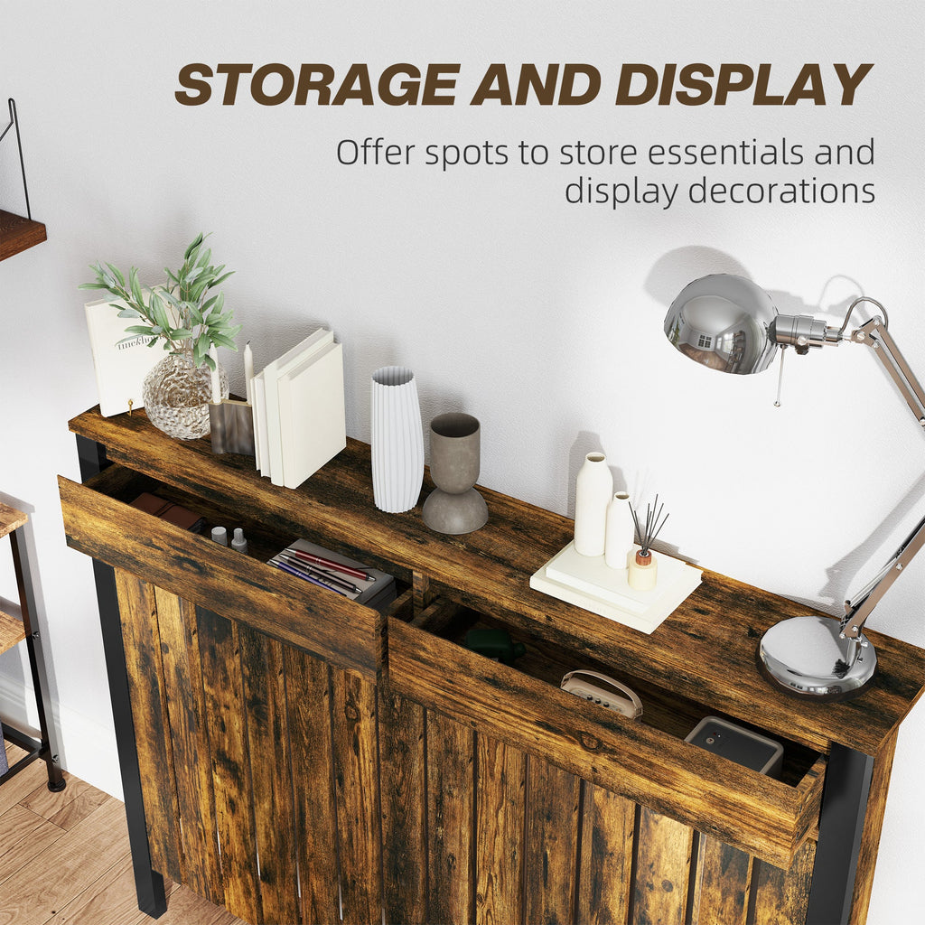 Small Radiator Cover with Drawer and Vertical Slats 88.5 x 19 x 93cm