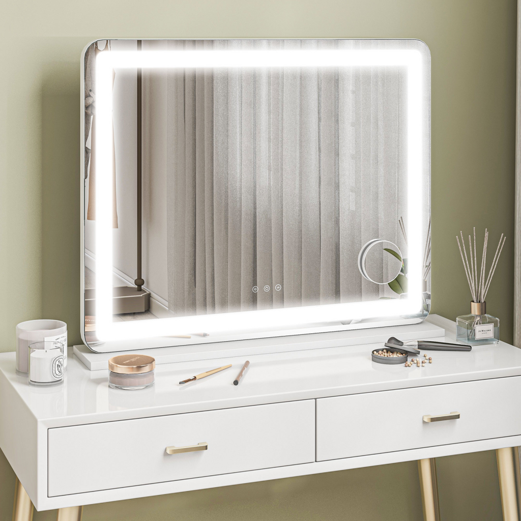 Vanity Mirror with Lights, 10X Magnifying, USB Charging Port, White