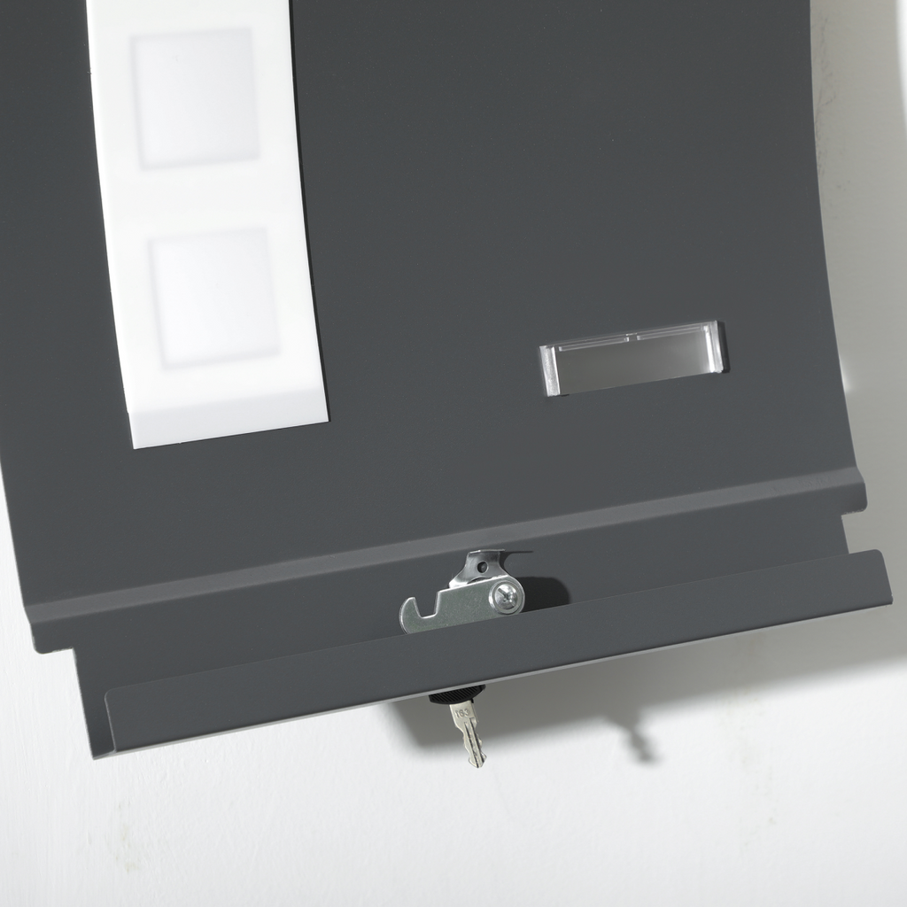 Weatherproof Wall Mounted Letter Box Post Box with Keys Anthracite Grey