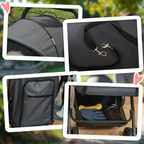 Pet Stroller - Foldable Dog Carriage w/ Reversible Handle - Grey