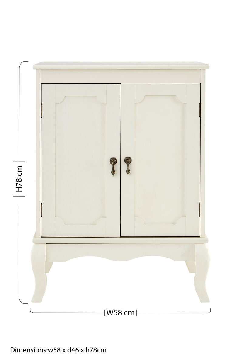 Ivory 2 Door Cabinet with Carved Legs