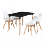 Black Halo Dining Table & Set of 4 Jamie Lorenzo Tulip chairs with Padded Seat White