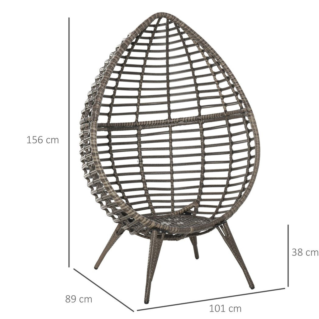 Outdoor Indoor Rattan Egg Chair Wicker Weave Teardrop Chair with Cushion