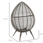 Outdoor Indoor Rattan Egg Chair Wicker Weave Teardrop Chair with Cushion