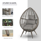 Outdoor Indoor Rattan Egg Chair Wicker Weave Teardrop Chair with Cushion
