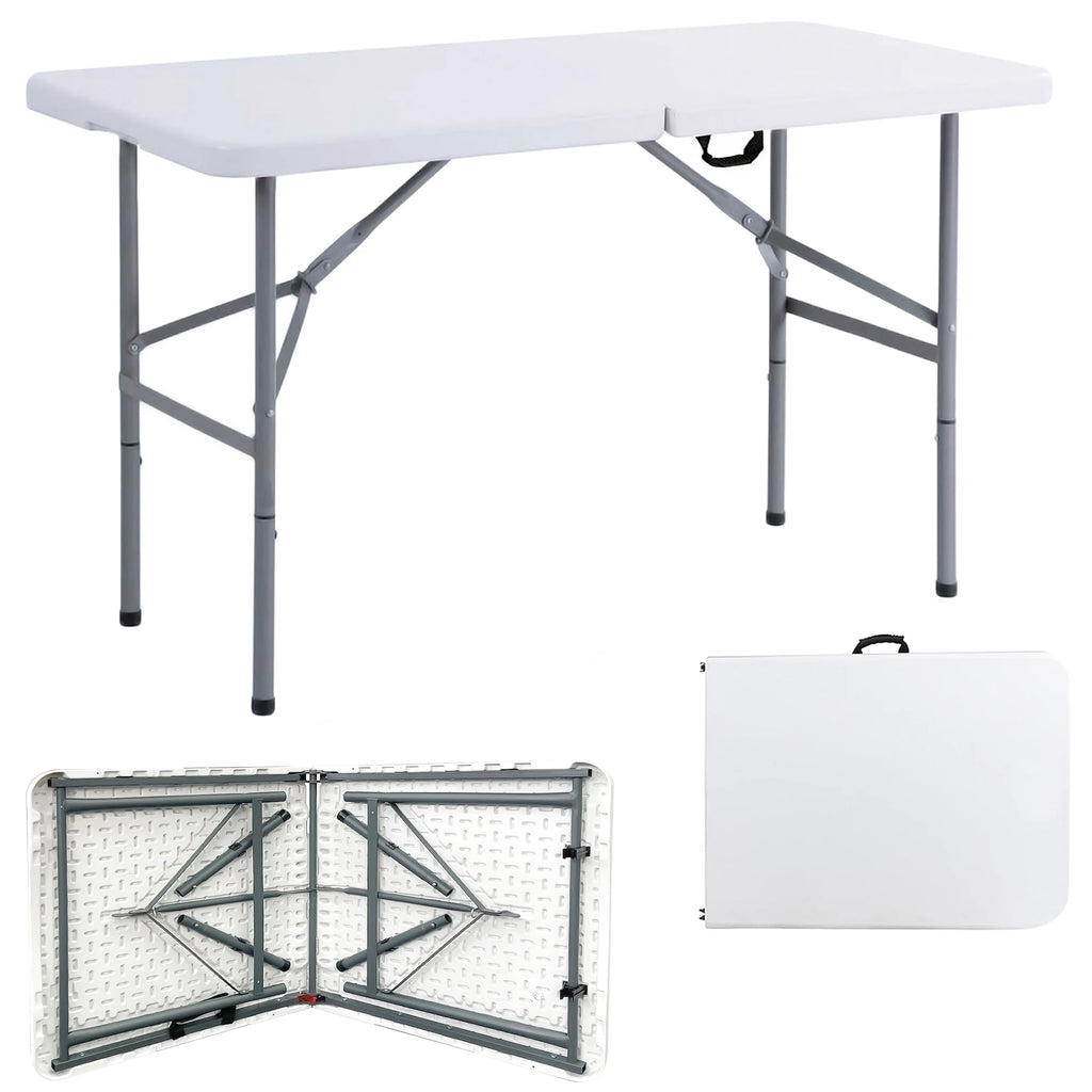 4ft Heavy Duty Plastic Folding Table | Steel Frame | UV Resistant | White