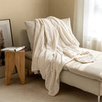 Bamboo Fibre Knitted Fleece Throw Blanket | 300GSM | All Seasons | Striped